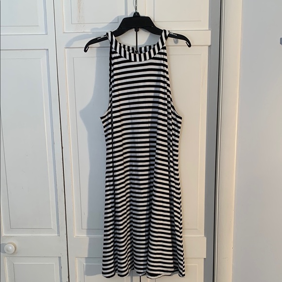 Express Black & White Striped Sleeveless Midi Dress - Picture 1 of 10